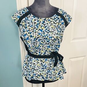 Elle Floral Blouse with Black Accents